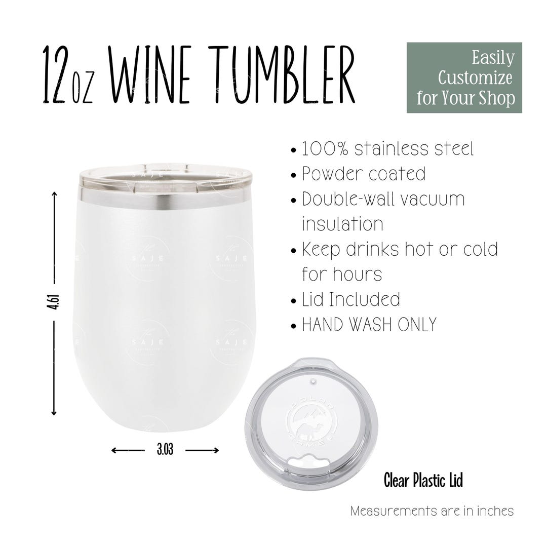 12oz Wine Tumbler Size and Details Chart | Product Description and ...