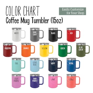 15oz Coffee Mug Tumbler Color Chart | Show the Various Options | Product Variations | Transparent PNG Ready to Customize