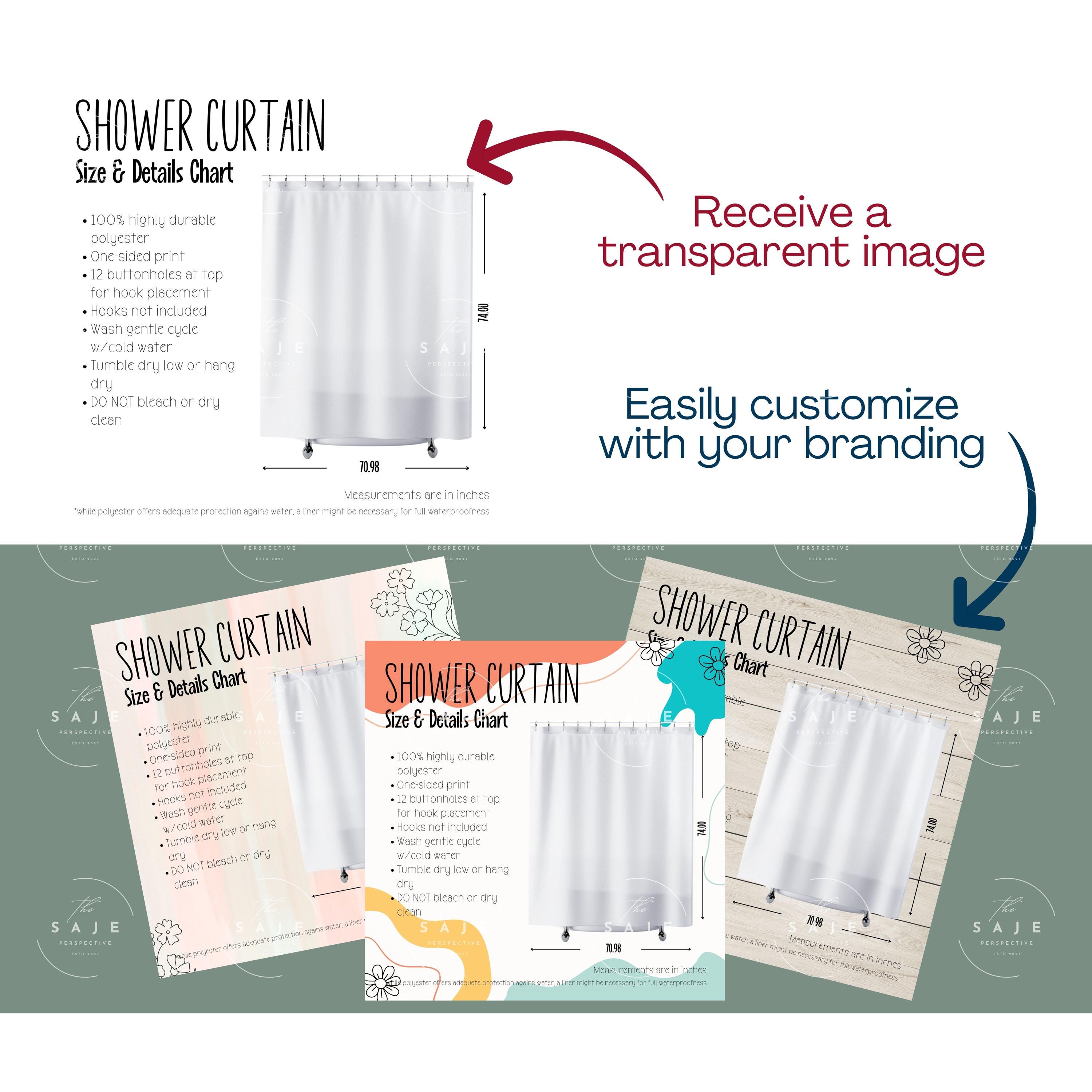 Shower Curtain Size and Details Chart | POD Listing Tool | Product ...