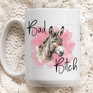 Fun Bad Ass Bitch Ceramic Coffee Mug | Multiple Color Options | Great for Confident, Sassy, Accomplished Women | Daily Motivational Reminder