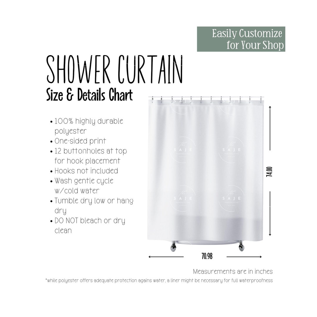 Shower Curtain Size and Details Chart | POD Listing Tool | Product ...