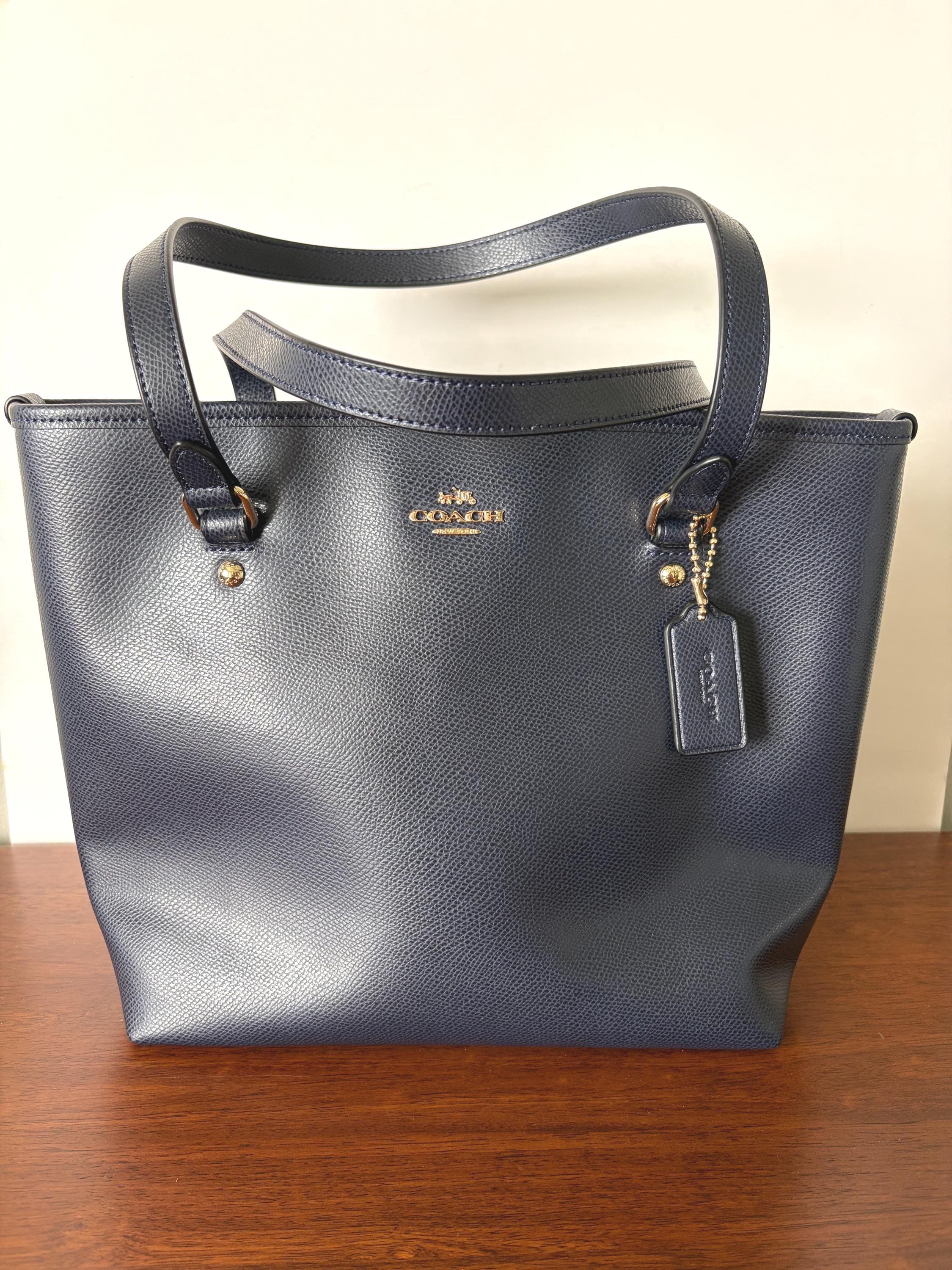 Vintage Navy Blue Coach Tote - Etsy