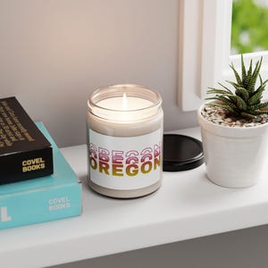 Scented Soy Candle, 9oz Oregon Candle, Gift, Moving Away Gift, Oregon Keepsake, Personalized Oregon Souvenir, Friend Gift
