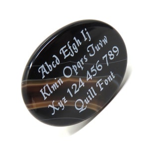 BLACK Banded Agate Worry Stone - Custom Engraved - 40mm x 30mm or 1.5 Inches Wide - Pocket - No Holes - Names - Sayings - Logos