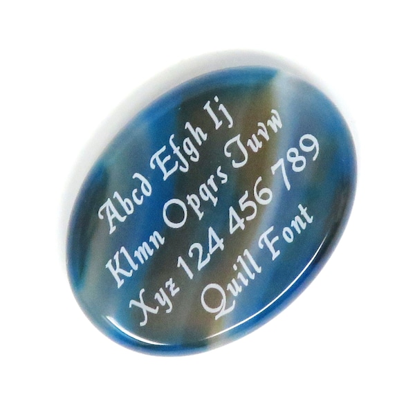 Blue Striped Banded Agate Worry Stone - Custom Engraved - 40mm x 30mm or 1.5 Inches Wide - Pocket - No Holes - Names - Sayings - Logos