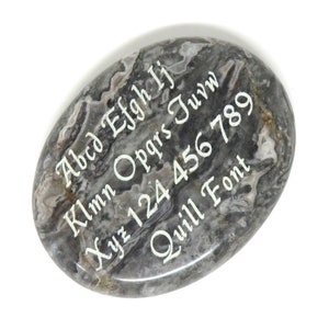 Gray Lace Agate Worry Stone - Custom Engraved - 45mm x 35mm x 9mm or 1 3/4&quot; x 1 3/8&quot; x 3/8&quot; - Pocket Gift - No Holes - Name, Saying, Logos