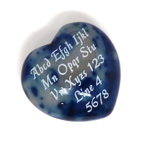 WILD Blue Stone Heart - Custom Engraved - 40x40x19mm or 1.5 Inches Wide - Pocket - No Holes - Names, Sayings, Logos - Colors Vary