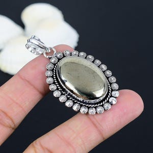 Golden Apache Pyrite Pendant, 925 Sterling Silver Jewelry, Handmade Gemstone Pendant, Golden Pyrite Silver Pendant, Gift For Birthday