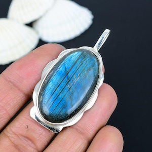Schöner Blauer Labradorit Anhänger, 925 Sterling Silber Anhänger, handgemachter Edelstein Schmuck, Labradorit Designer Anhänger, Geschenk für Geburtstag