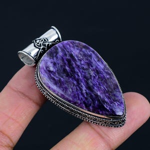 Päron Charoit-hänge, 925 sterlingsilver, handgjort i Indien