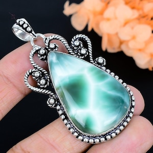 Pear Hemimorphite Pendant: Handmade 925 Sterling Silver Gemstone Jewelry