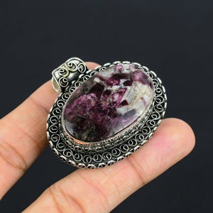 Purple Edulite Gemstone Pendant, 925 Sterling Silver Jewelry, Handmade Gemstone Pendant, Edulite Silver Designer Pendant, Gift For Birthday