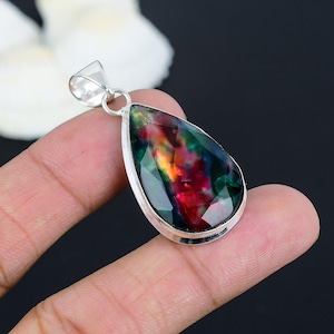 Rainbow Ammolite Pendant, 925 Sterling Silver Pendant, Handmade Gemstone Jewelry, Ammolite Gemstone Designer Pendant, Anniversary Gift