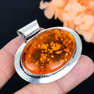 Beautiful Baltic Amber Gemstone Pendant, 925 Sterling Silver Pendant, Handmade Gemstone Jewelry, Baltic Amber Pendant, Gift For Anniversary