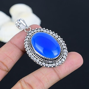 Blue Chalcedony Pendant: Handmade 925 Sterling Silver Gemstone