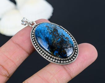 Colgante de crisocola azul: joyería hecha a mano con piedras preciosas en plata de ley 925