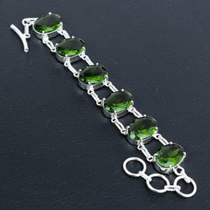Beautiful Peridot Gemstone Bracelet, 925 Sterling Silver Bracelet, Handmade Gemstone Bracelet, Peridot Silver Bracelet, Gift For Christmas