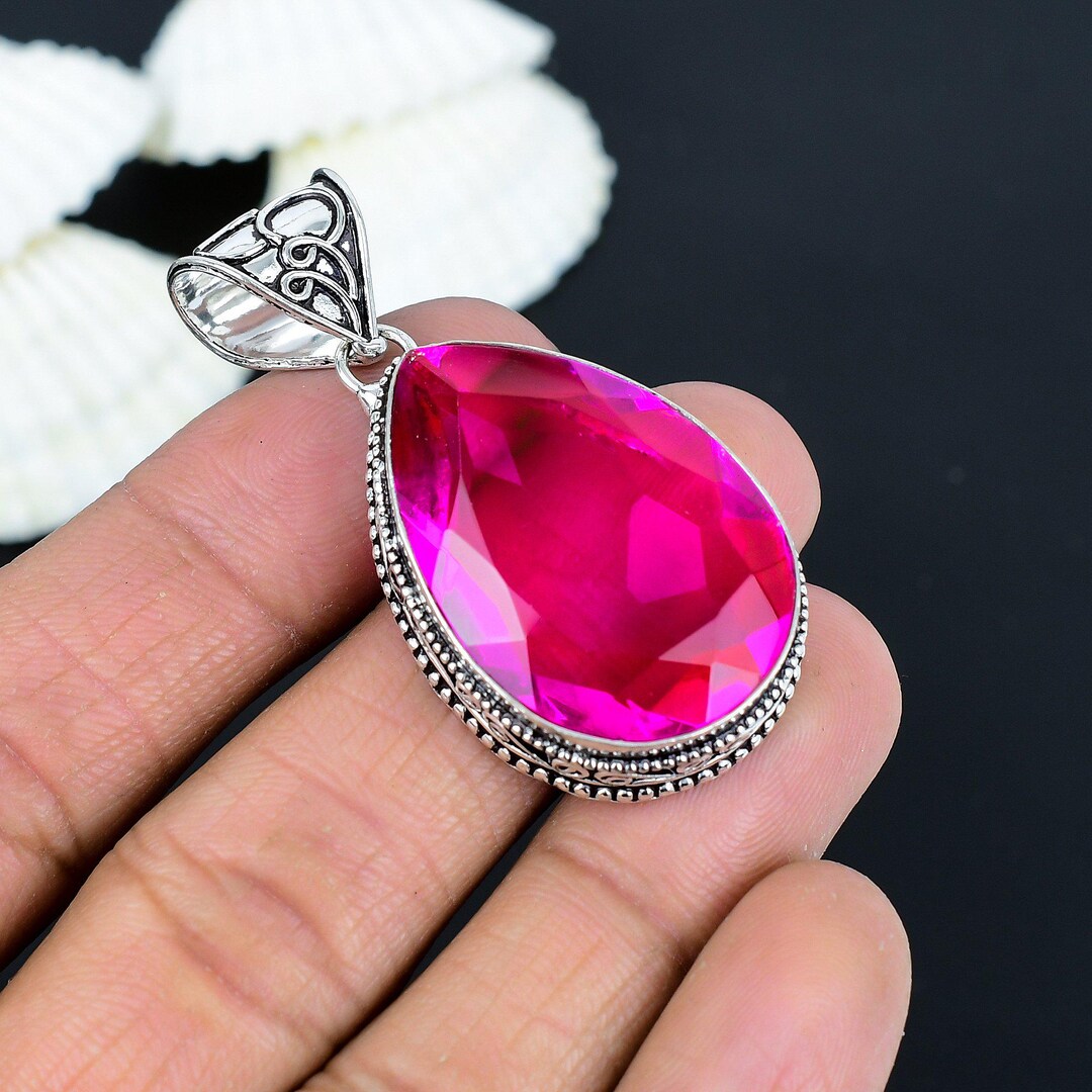 ピンクトルマリンペンダント：手作りスターリングシルバーの宝石