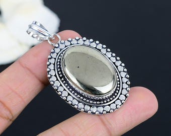 Golden Pyrite Pendant: Handmade 925 Sterling Silver Gemstone Jewelry