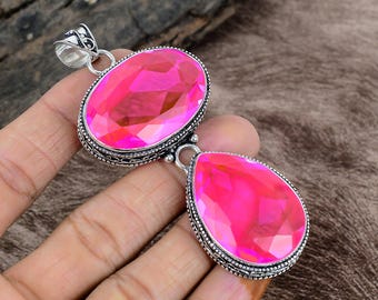 Pendentif kunzite rose fait main : bijoux en argent sterling 925