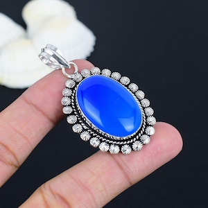 Blue Chalcedony Pendant: Handmade Sterling Silver Gemstone Jewelry