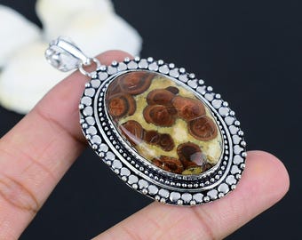 Handmade Peanut Obsidian Pendant: 925 Sterling Silver Gemstone Jewelry