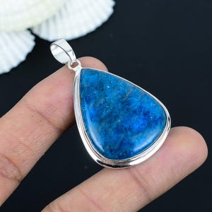 Cabochon Apatite Bleu Fluo Ovale - Pierre Naturelle 60 Carats - Taille 40x26x6 Mm - Origine Inde/Afrique Du Sud - Neuf