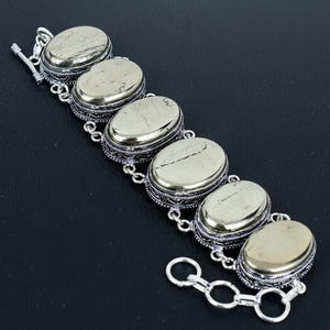 Bracciale in pirite dorata Apache, bracciale in argento sterling 925, bracciale fatto a mano con pietre preziose, gioielli in pirite dorata, regalo per Natale