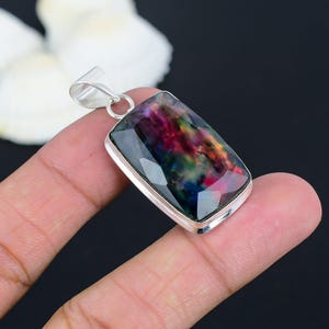 Rainbow Ammolite Pendant, 925 Sterling Silver Pendant, Handmade Gemstone Jewelry, Ammolite Gemstone Designer Pendant, Gift For Christmas