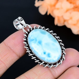 Larimar Pendant: Handmade 925 Sterling Silver Gemstone Jewelry