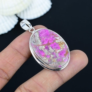 Natural Cobalt Calcite Pendant, 925 Sterling Silver Jewelry, Oval Shape Gemstone, Cobalt Calcite Silver Pendant Jewelry, Gift For Engagement
