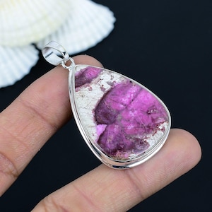 Natural Pink Cobalt Calcite Pendant: 925 Sterling Silver Jewelry