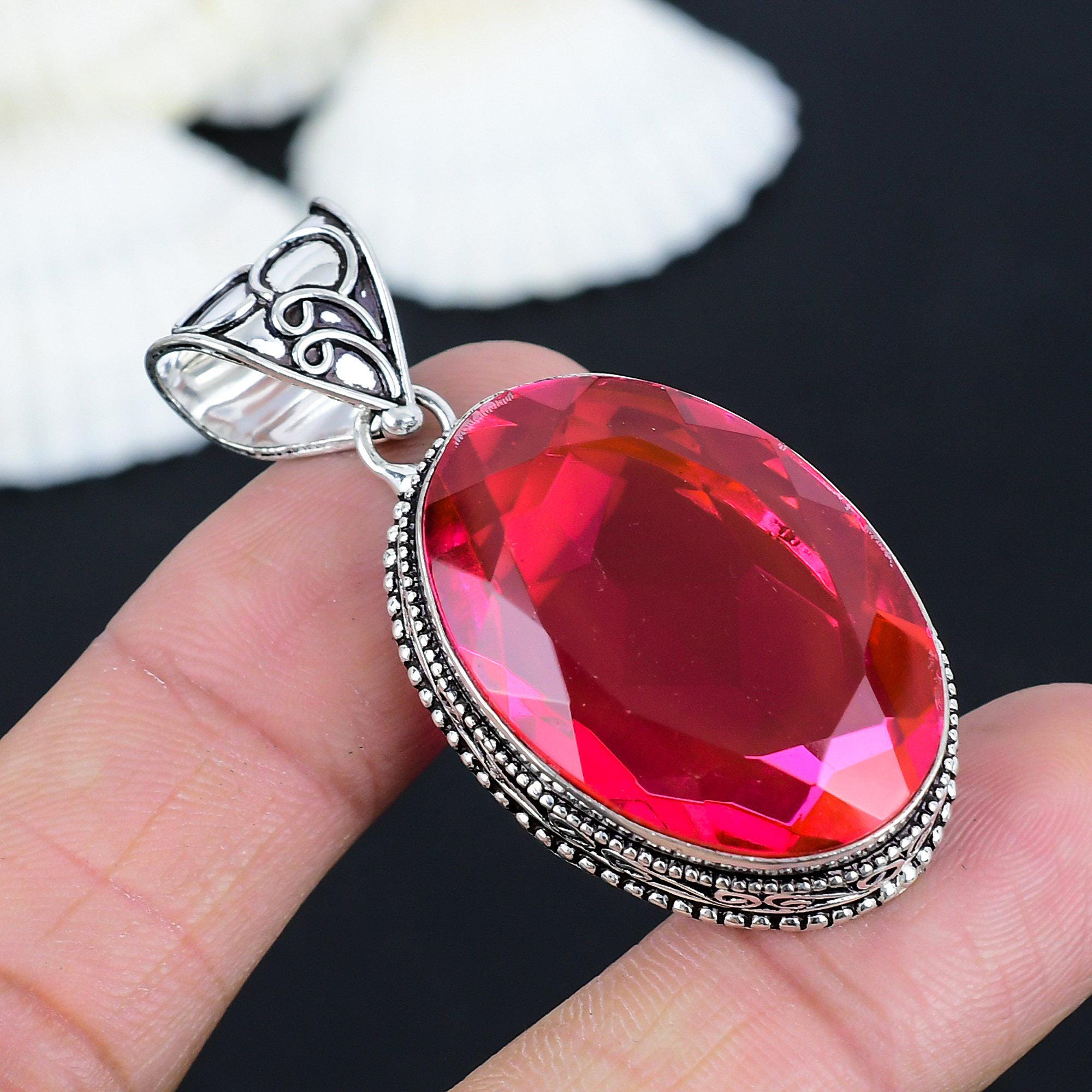 ピンクトルマリンペンダント：手作りスターリングシルバーの宝石