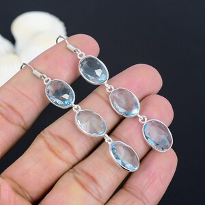 Beautiful Aquamarine Earring, 925 Sterling Silver Jewelry,  Oval Shape Gemstone, Blue Aquamarine  Earring Silver Jewelry, Gift For Christmas