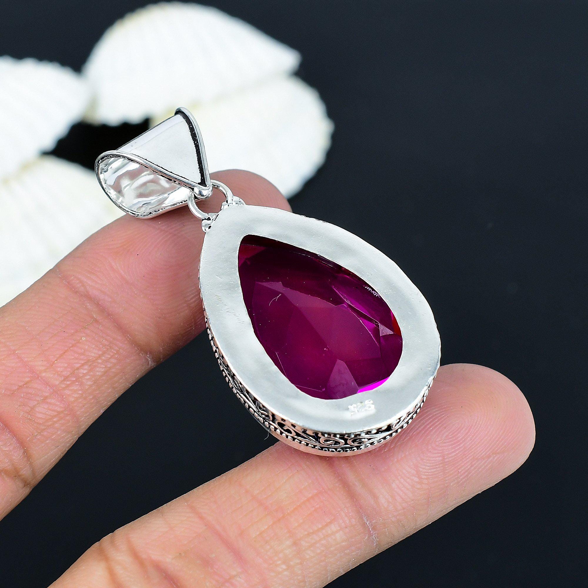 ピンクトルマリンペンダント：手作りスターリングシルバーの宝石