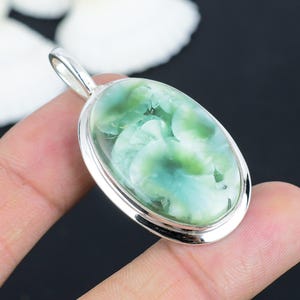 Natural Hemimorphite 925 Sterling Silver Pendant - Handmade