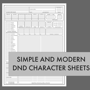 May include: A black and white printable Dungeons and Dragons character sheet with sections for character name, class and level, race, background, strength, dexterity, constitution, intelligence, wisdom, charisma, saving throws, armor class, hit points, weapon attacks, and spell attacks.