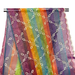 Multicolored Organza Dupatta with Embroidery | Traditional Pakistani Fancy Dupatta, Festive Wear Shawl for Women, South Asian Wedding Scarf