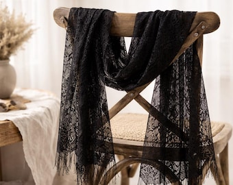 Black Net Dupatta with Lace | Pakistani Indian Chunni for Shalwar Kameez Lehnga Cholli | Desi Wedding