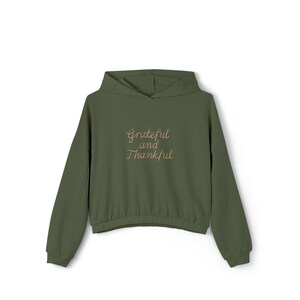 Grateful & Thankful Crop Hoodie- Thanksgiving