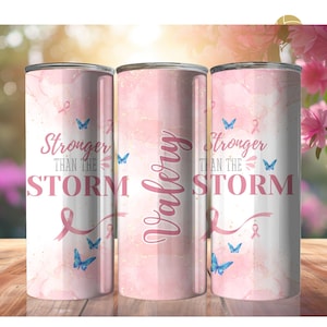 Personalized Breast Cancer Survivor Tumbler: 40oz Pink Ribbon Warrior Gift