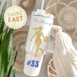 Personalized 40Oz Sports Bottle With Handle, Baseball Or Softball Tumbler, Custom Water Bottle For Girls Or Sports Enthusiasts, Gift for her