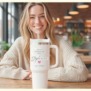 Personalized Bride 40oz Tumbler With Handle, Custom Mrs Engagement Cup, Bridal Shower Gift, Wedding Gift For Bride, Unique Fiancée Present