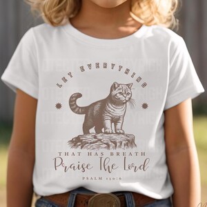 Che tutto ciò che ha respiro, lodi il Signore, gattino soriano, design maglietta gatto, download digitale cristiano, maglietta versetto della Bibbia, Scrittura