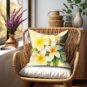 Yellow Plumeria, Floral Throw Pillows, A Beautiful Accent Pillow, Colorful, Decorative Pillows,Throw Pillow