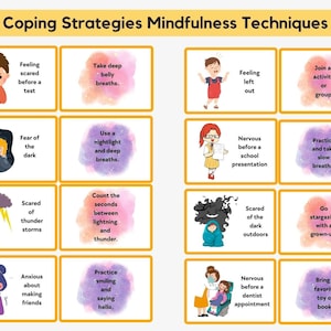 Calming corner cards | Anxiety cards for kids | Anxiety Flash Cards | Coping Skills Cards | Coping Strategies | Therapy office decor