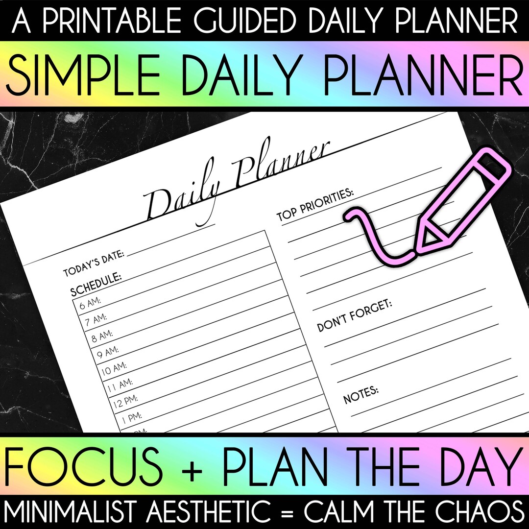 Printable Simple and Efficient Daily Planner - Etsy