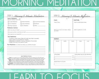 Printable 2-Step Guided Morning Meditation & Reflection (Plus Manifesting)