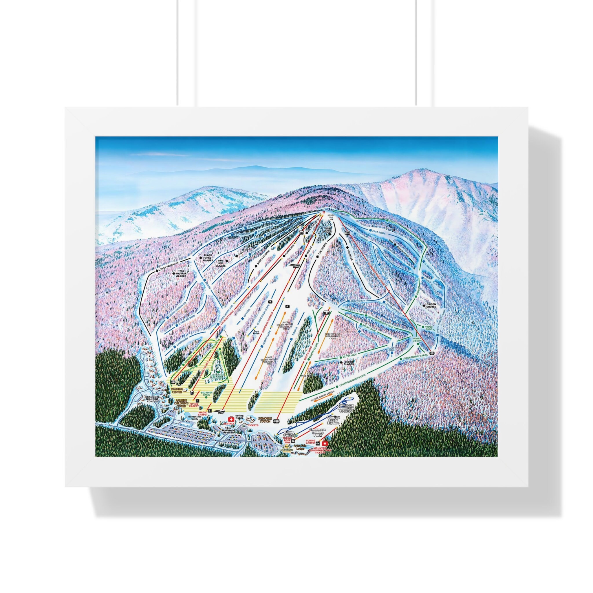 Cranmore New Hampshire Trail Map Ski Resort Home Decor Framed Poster - Etsy