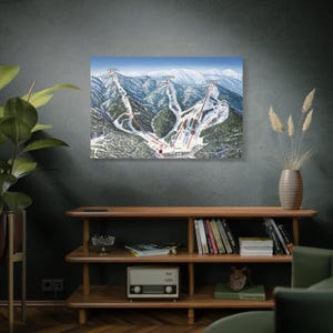 Bear Mountain California Trail Map Framed Canvas
